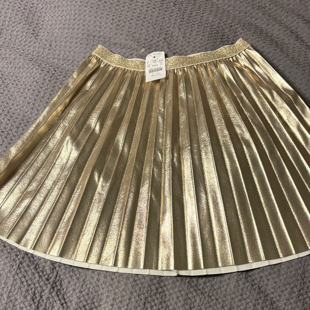 J. Crew Shimmering Gold Pleated Skirt